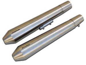 Powerage Slip-Ons Exhaust For RE 650 Twins Brushed Steel Finish – Long